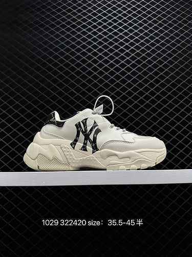 100 Korean MLB dad shoes, women's shoes, NY vintage men's shoes, thick soles, elevated sports and ca