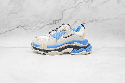 D30 | Support store release OK version White blue Balenciaga Triple S Correct font Electric embroide