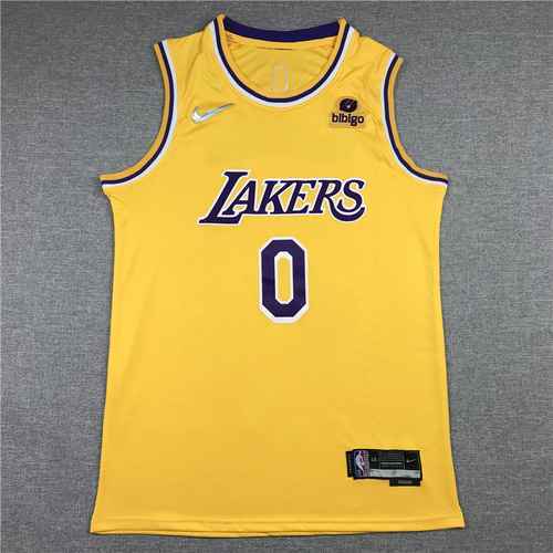 Girocollo giallo retrò della 22a stagione dei Lakers 0yearold 75esimo anniversario, nuovo logo Nike 