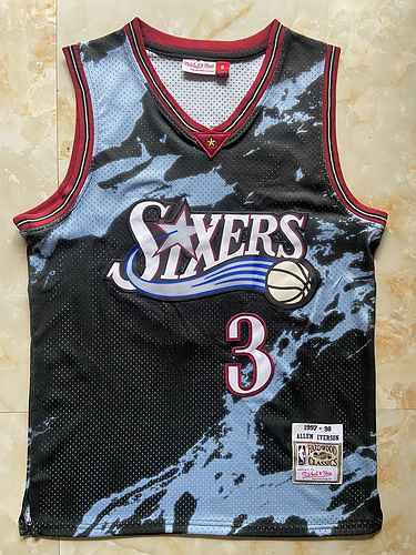 76ers Taglia 3 Iverson Stampa Vintage Nero