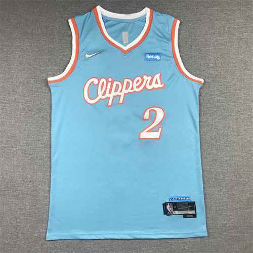 Logo con diamante per il 75° anniversario della 22a stagione Clippers 2 Leonard Blue City Edition