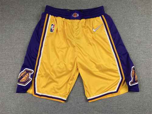 Pantaloni da basket gialli retrò dei Lakers della 22a stagione, logo con diamante del 75° anniversar