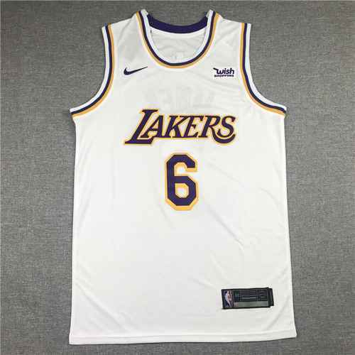 James Crew Neck numero 6 dei Lakers della 21a stagione, bianco vintage