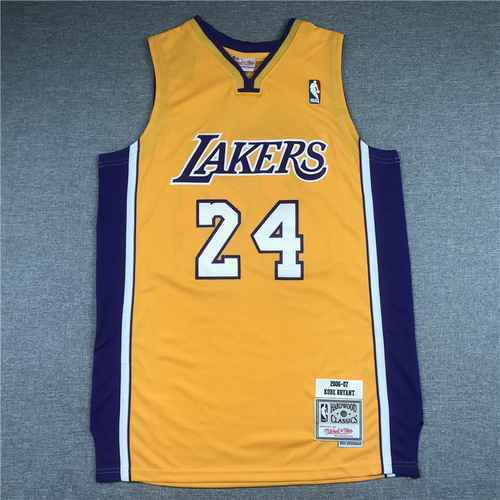 MN Vintage Edition Lakers 24 Kobe Logo vintage con scollo a V giallo