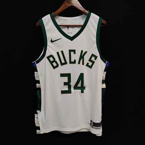 Maglia da basket ricamata bianca regolare Buck 34 Letter AU Player Edition