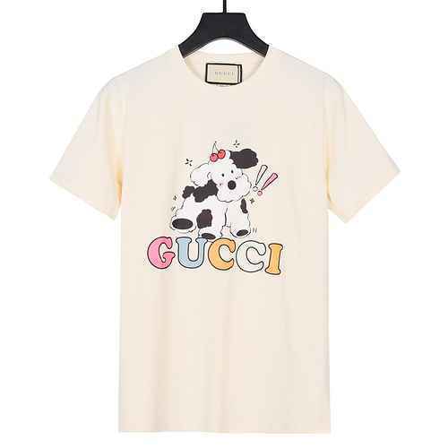 Gucci Gucci modello cane lettera colorata logo stampato manica corta