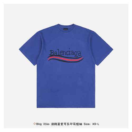 Blcg 23ss graffiti blu viola cola stampato maniche corte