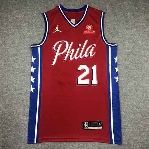 76ers 21 Enbid Etichetta Jordan Diamond rossa per il 75° anniversario