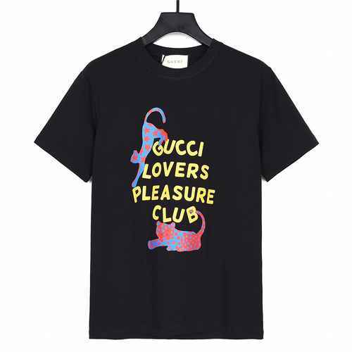 GUCCI Gucci 23ss New Money Leopard Gold Letter Stampa Manica corta