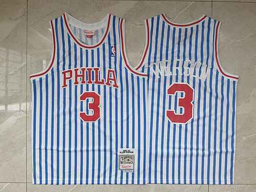 76ers No3 Everson Strisce con stampa vintage bianco blu