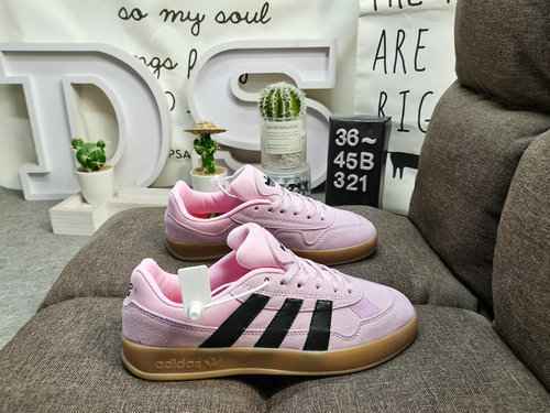 321D Adidas Gonz Aloha Super One Black Eye Co scarpe da ginnastica rosa con marchio con sacchetto pe