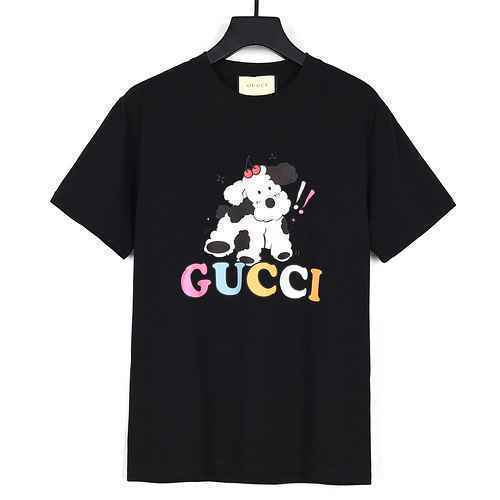 Gucci Gucci modello cane lettera colorata logo stampato manica corta