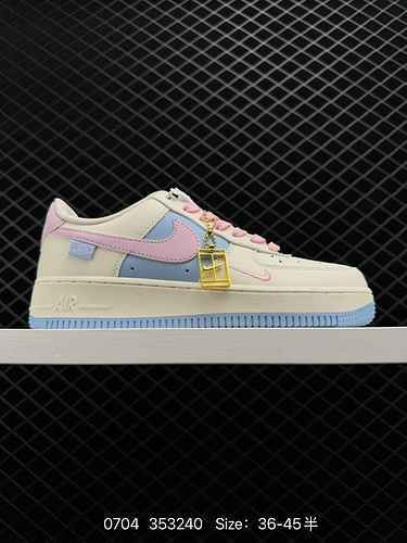 2 livello aziendale Nk Air Force x27 7 Basso Azzurro Rosa chiaro Gancio Air Force One Scarpe da tavo