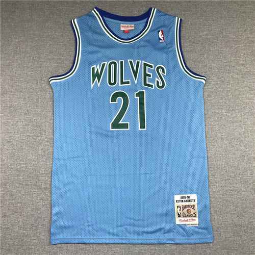 9596 Vintage MN Timberwolves 21 personaggi Garnett blu verde