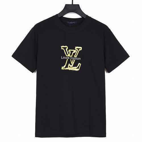 Louis VuittonLouis Vuitton 23ss Summer New Yellow Classic Logo Tshirt a maniche corte stampata in 3D