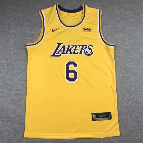 James Crew Neck, numero 6 dei Lakers della 21a stagione, giallo vintage