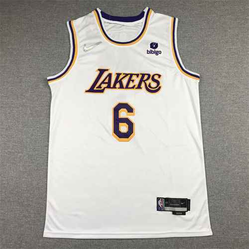 Lakers 6 James Retro Bianco Girocollo 75° Anniversario Logo DiamondBibigo