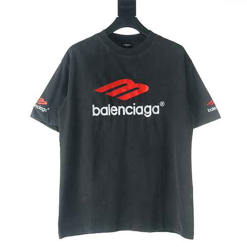 BALENCIAGATshirt a maniche corte indossata con logo Balenciaga BLCG M ricamato