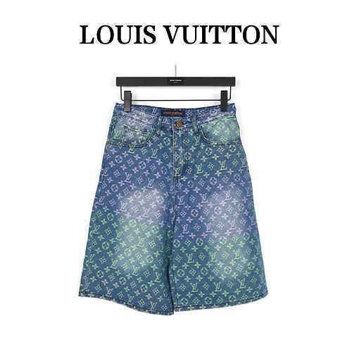 Louis VuittonLouis Vuitton 23ss Rainbow AOP Pantaloncini in denim jacquard