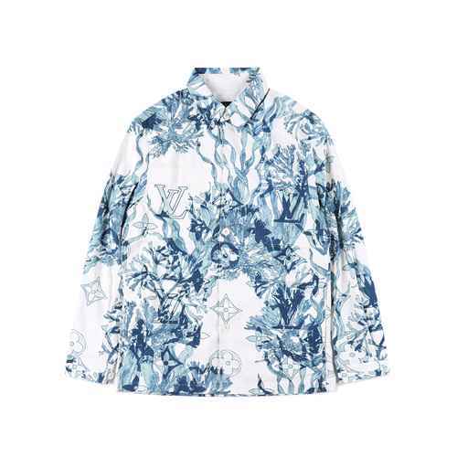 Camicia da giacca a maniche lunghe con stampa corallo Seagrass di Louis Vuitton 23ss