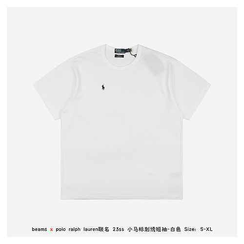 Beams x polo ralph lauren co branded 23ss pony embroidered short sleeves-white