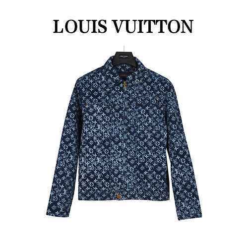 Louis VuittonLouis Vuitton 23Fw AOP Tie Dye Polo Giacca da lavoro in denim con fiori antichi