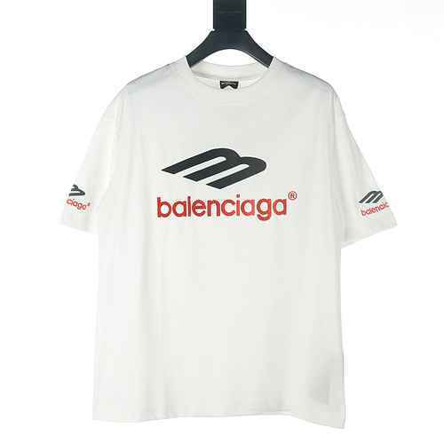 BALENCIAGATshirt a maniche corte indossata con logo Balenciaga BLCG M ricamato