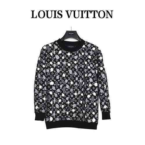 Maglione a pois dipinto a mano 23ss AOP marchiato Louis Vuitton e Yayoi Kusama Co