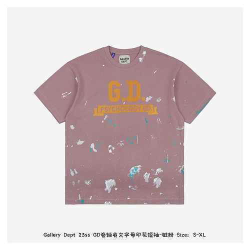 Gallery Dept 23ss GD Scroll Alfabeto inglese stampato manica corta Dirty Pink