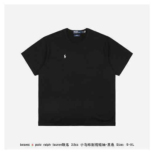 Beams x polo ralph lauren co branded 23ss pony embroidered short sleeves-black