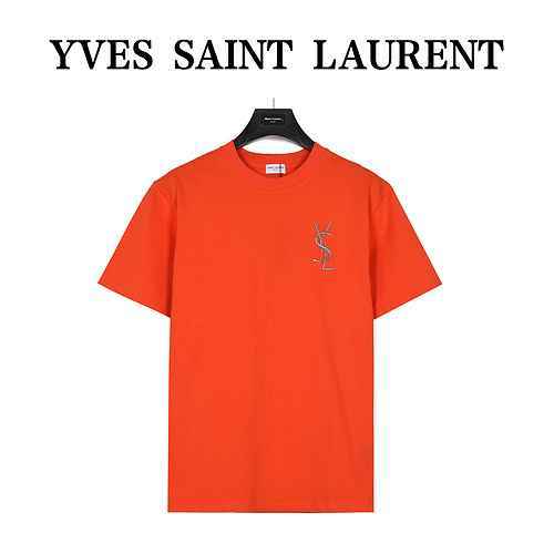 Saint LaurentTshirt a maniche corte con logo ricamato sul petto di Saint Laurent 23ss