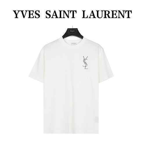 Saint LaurentTshirt a maniche corte con logo ricamato sul petto di Saint Laurent 23ss