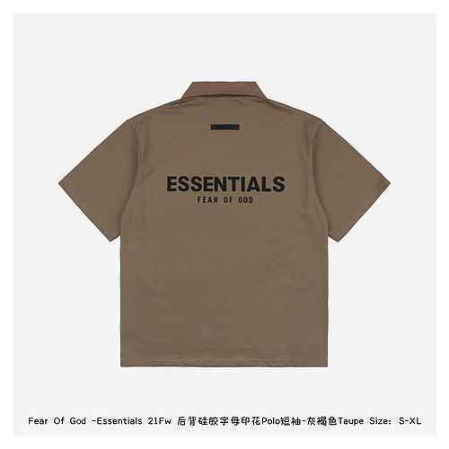 Dear God Essentials 21Fw Polo stampata con lettera in silicone maniche corte sul retro tortora grigi