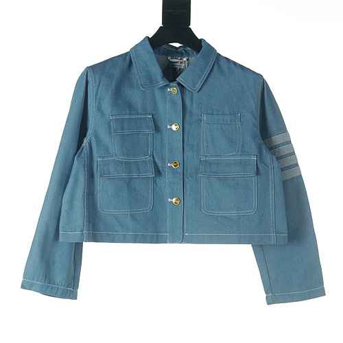 THOM BROWNETom BROWNE TB Giacca da donna in denim blu denim da lavoro