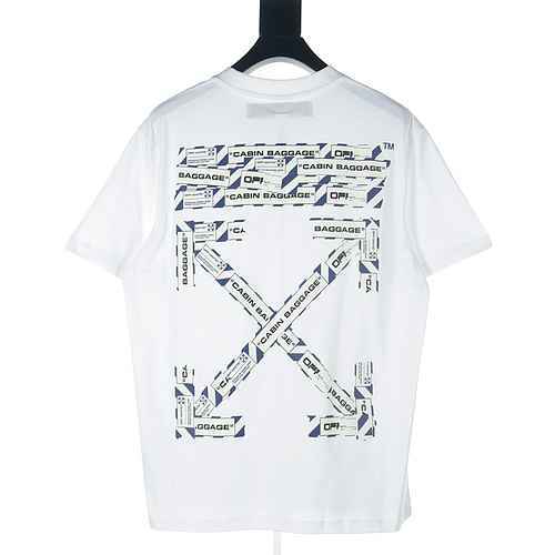 T-shirt a maniche corte con stampa freccia della linea di avvertimento dell'aeroporto OFF WHITE OW