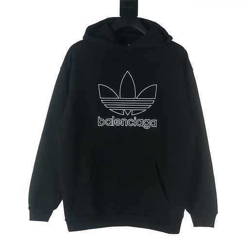 BALENCIAGABalenciaga BLCG X AdidasAdidas AD Felpa con cappuccio ricamata con lettera trifoglio