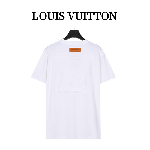 Louis VuittonTshirt a maniche corte ricamata con toppa a forma di fiore vecchio con logo grande Loui