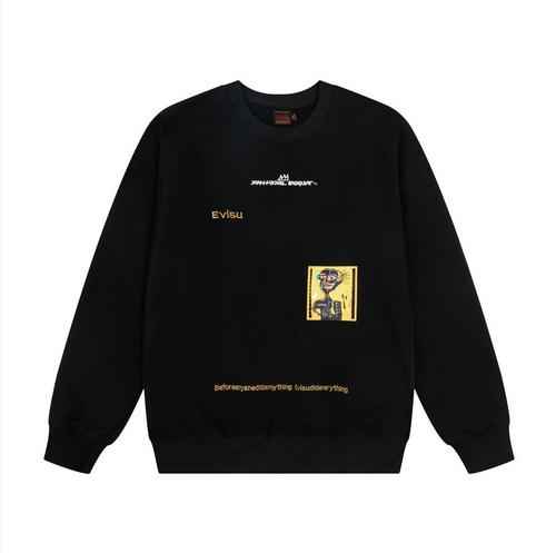 High version EVISU Fushen x Jean Michel Basquiat co branded gold thread embroidery large M sweatshir