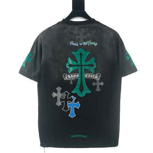 Tshirt a maniche corte con croce sanscrita incollata verde sfumato lavato CROME HEARTSCROXIN CH