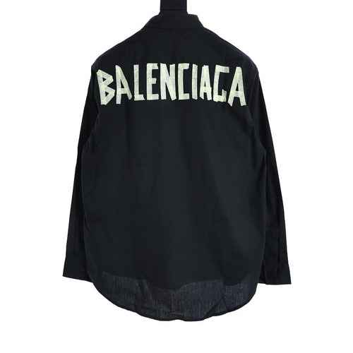 BalenciagaBalenciaga BLCG 23SS Camicia a maniche lunghe con nastro giallo