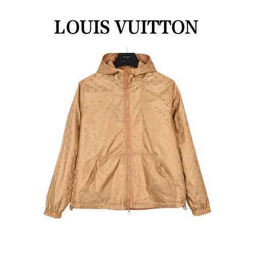 Louis VuittonLouis Vuitton giacca a vento con cappuccio double face in nylon vintage AOP 23ss