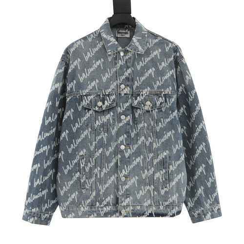 Cappotto in denim con stampa completa di graffiti BLCG 23SS