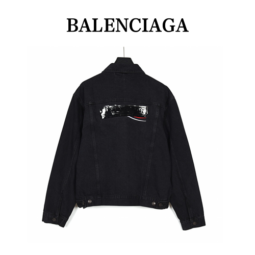 BalenciagaBalenciaga 23ss giacca in denim ricamato cola ricoperto di adesivo