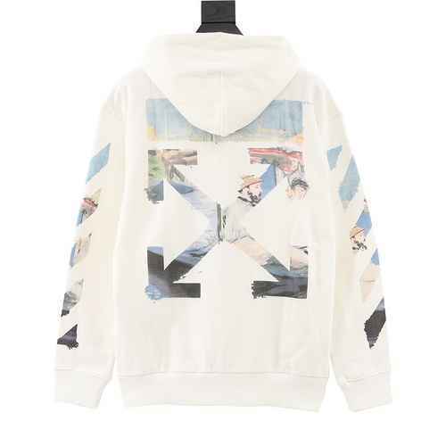 OFF WHITE CO VIRGIL Monet Cappotto con cappuccio con cerniera dipinto a olio