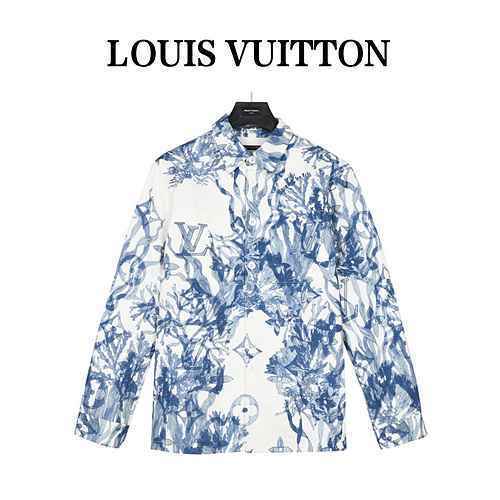 Camicia da giacca a maniche lunghe con stampa corallo Seagrass di Louis Vuitton 23ss