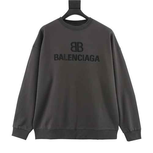 Maglione girocollo ricamato con logo 3D Blcg doppia B