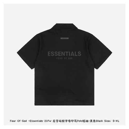 Dear God Essentials 21Fw Polo stampata con lettera in silicone maniche corte sul retro nera