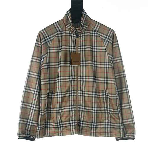 Burberry BBR Cappotto sottile funzionale con collo scozzese