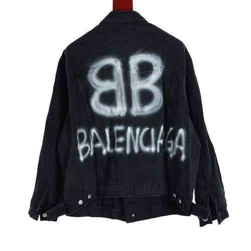 Balenciaga Balenciaga BLCG 23SS Cappotto in denim con doppia B luminosa sul retro