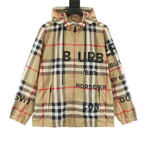 BBR plaid thick adhesive letter zipper hooded jacket jacket
